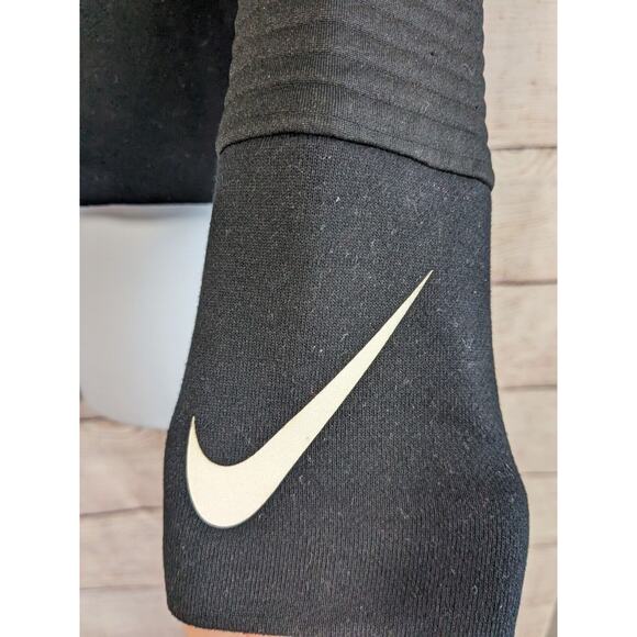 Nike Women's Dri-Fit Drawstring Hoodie Black Ribbed Knit Sz XSmall - Picture 2 of 10